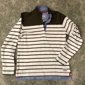 Orvis French Terry Striped 1/4 Button Sweatshirt